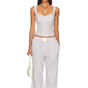 Lioness White and Gray Striped Jumpsuit